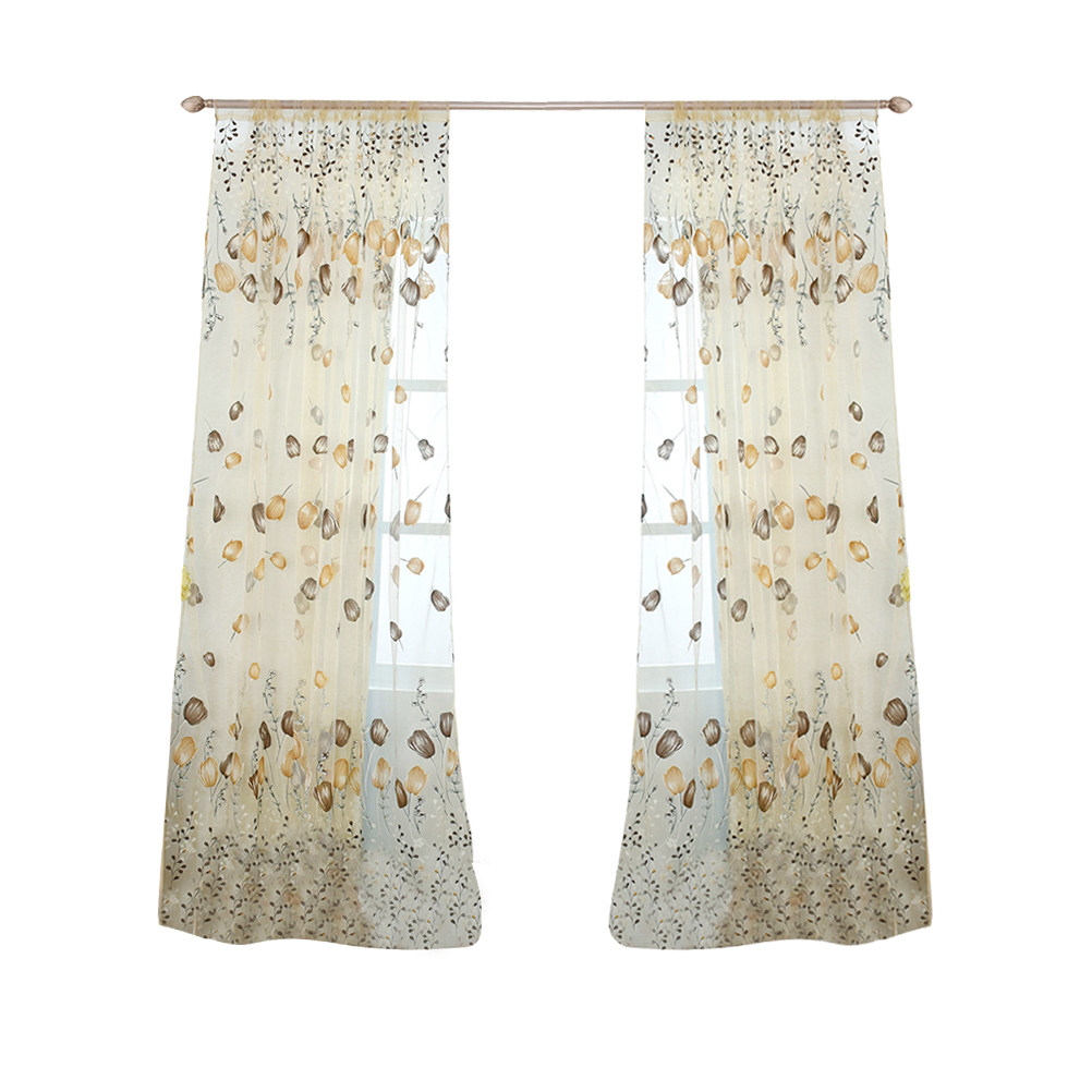 Curtain Sheer Voile - 100x200cm Tulip Voile Curtains Semi Transparent