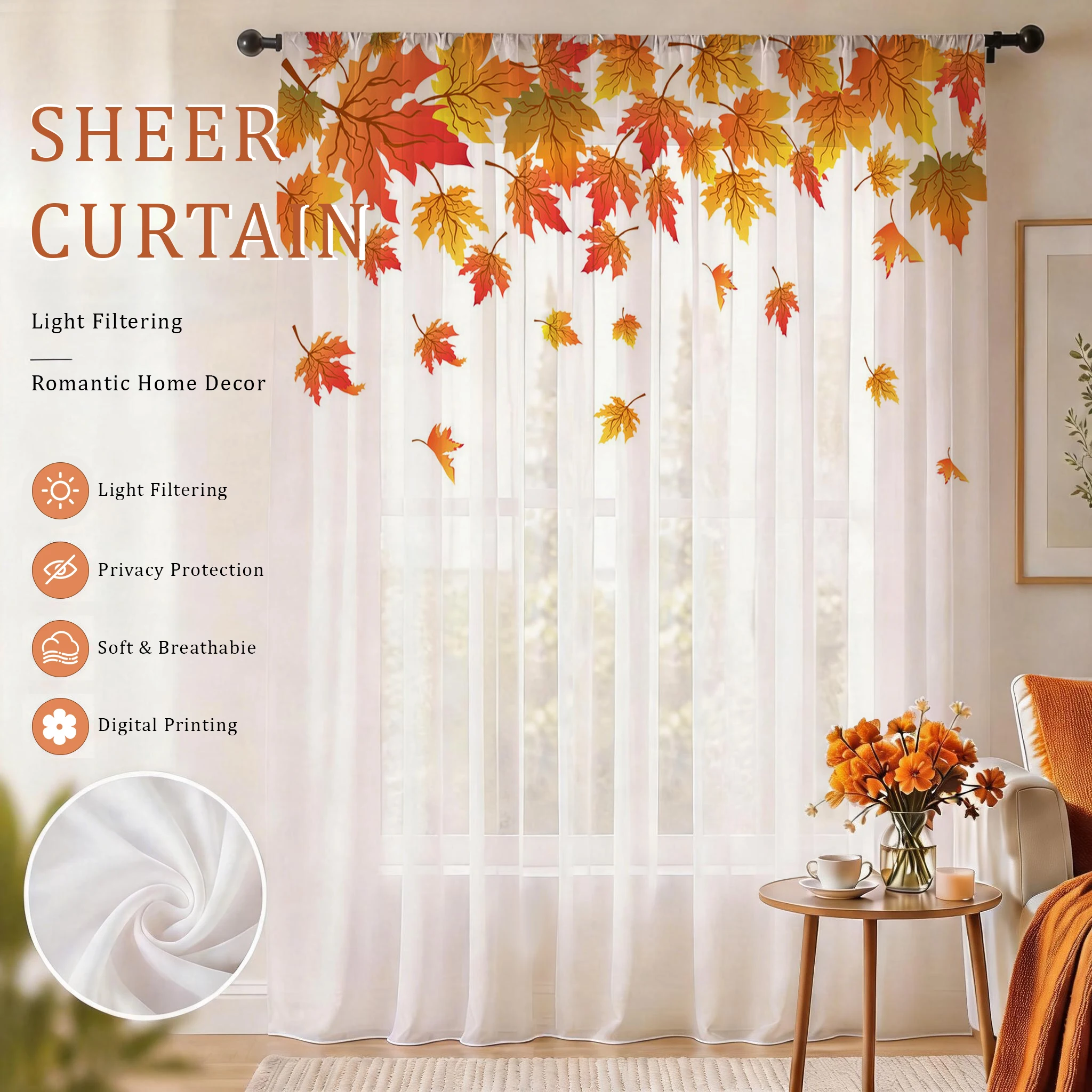 Maple leaf Modern Gradient She - Curtain Sheer Voile recension och pris