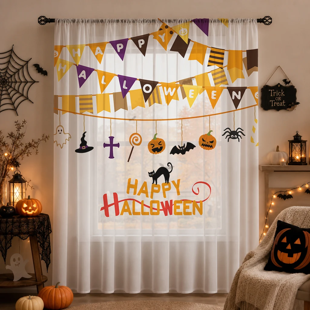 Halloween Festival Sheer Curta - Curtain Sheer Voile recension och pris