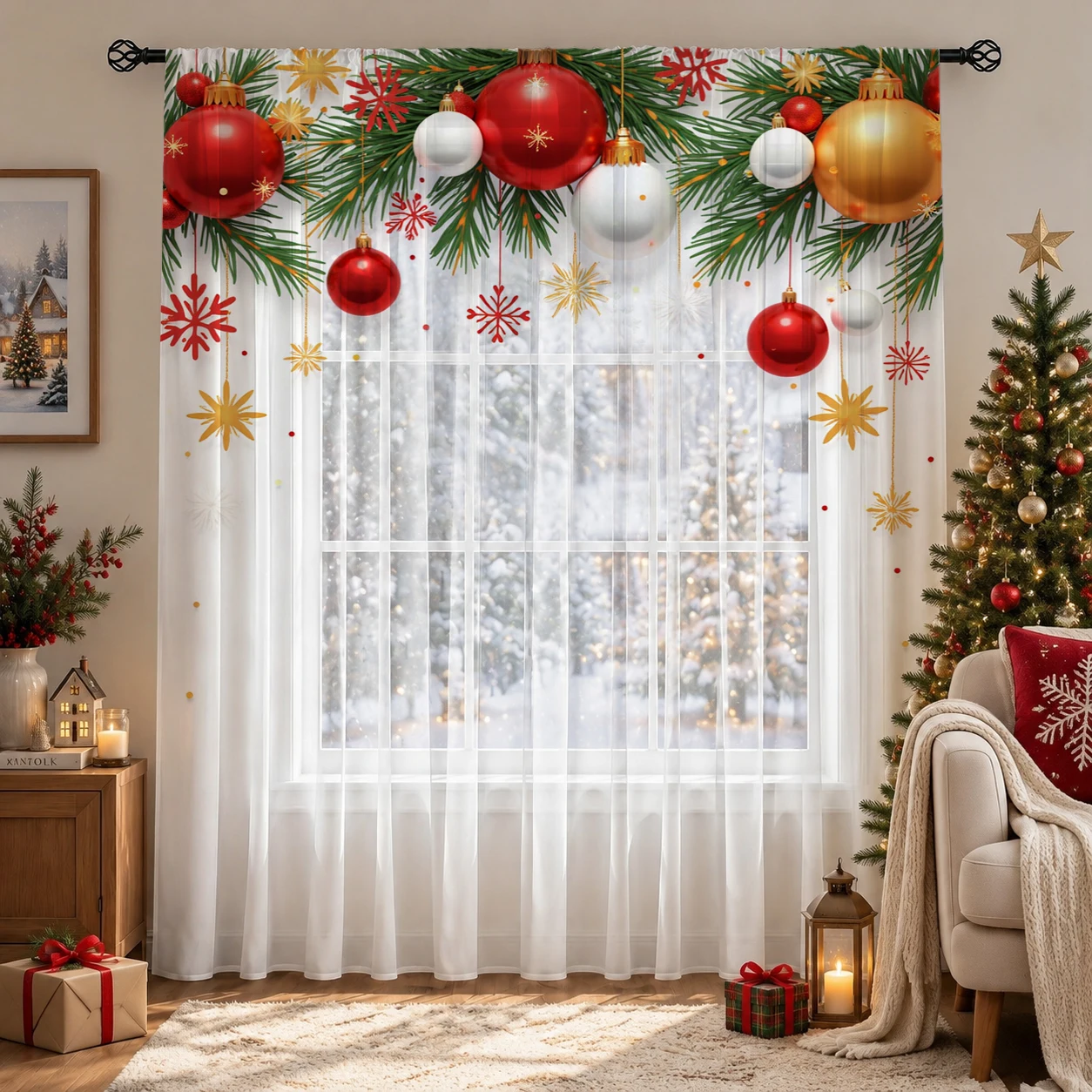 Christmas Day Gradient Sheer C - Curtain Sheer Voile recension och pris