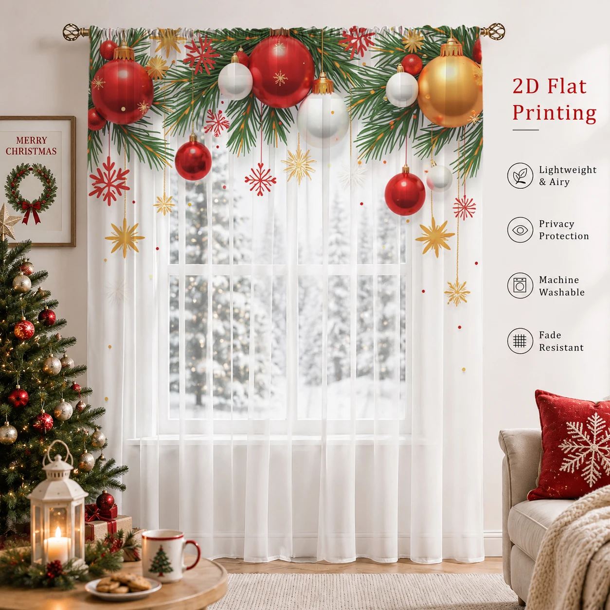 Christmas Day Gradient Sheer C - Curtain Sheer Voile recension och pris