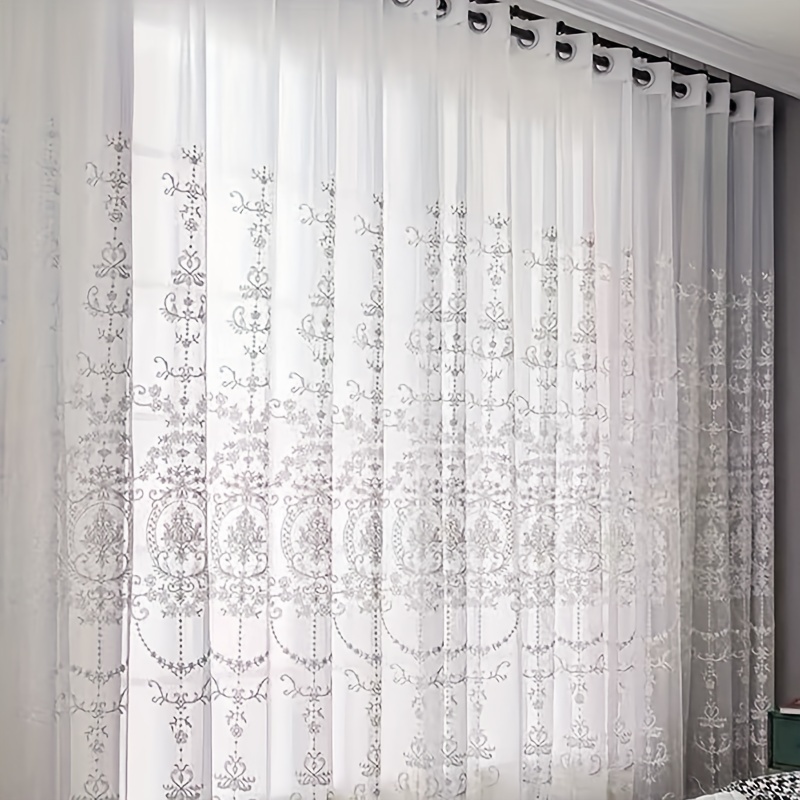 1pc White Embroidered Sheer Cu - Curtain Sheer Voile recension och pris