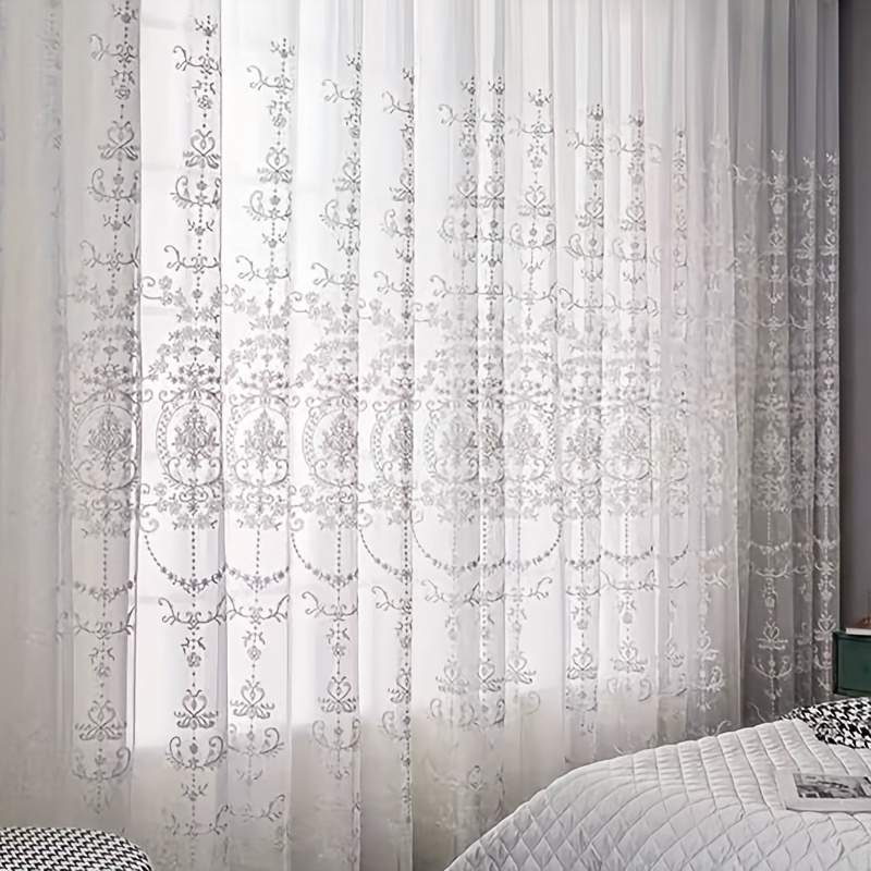 1pc White Embroidered Sheer Cu - Curtain Sheer Voile recension och pris