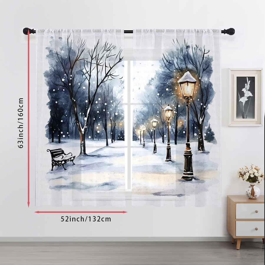 2PCS Sheer Curtains Winter Sno - Curtain Sheer Voile recension och pris