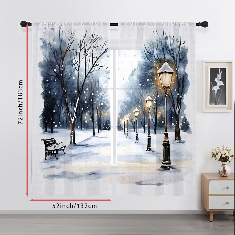 2PCS Sheer Curtains Winter Sno - Curtain Sheer Voile recension och pris