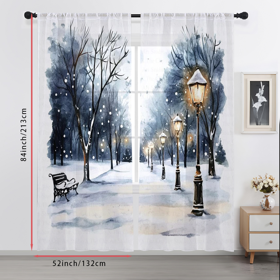 2PCS Sheer Curtains Winter Sno - Curtain Sheer Voile recension och pris