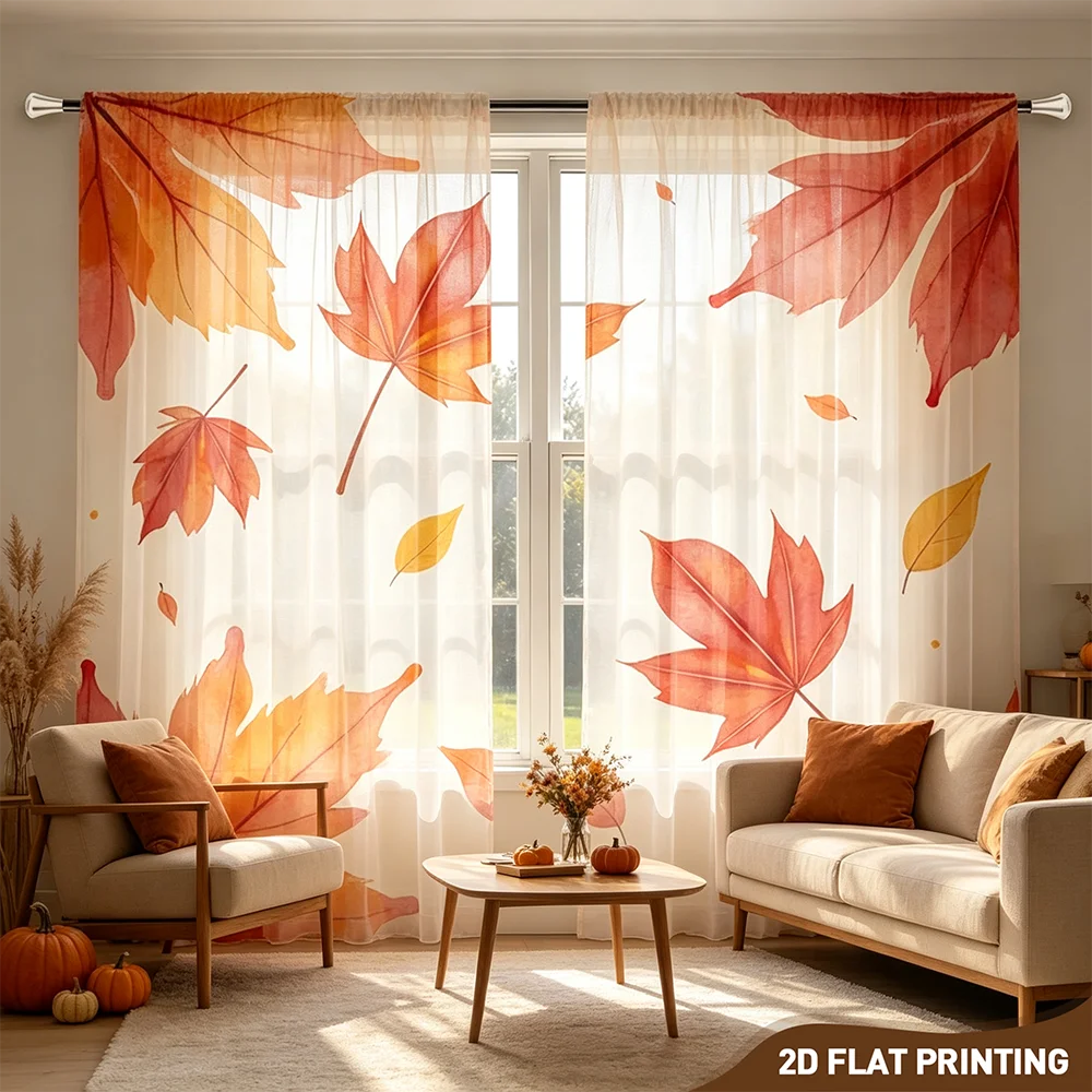 2PCS Digital Print Sheer Curta - Curtain Sheer Voile recension och pris