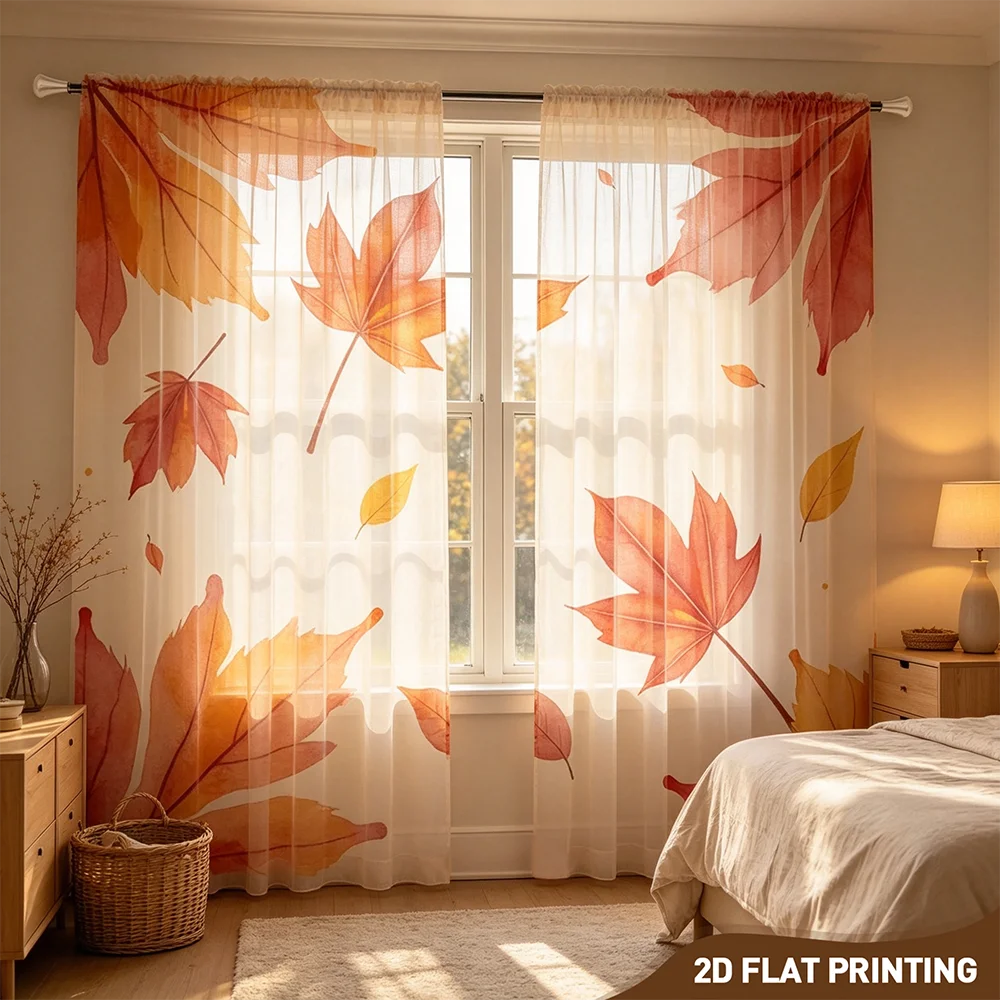 2PCS Digital Print Sheer Curta - Curtain Sheer Voile recension och pris