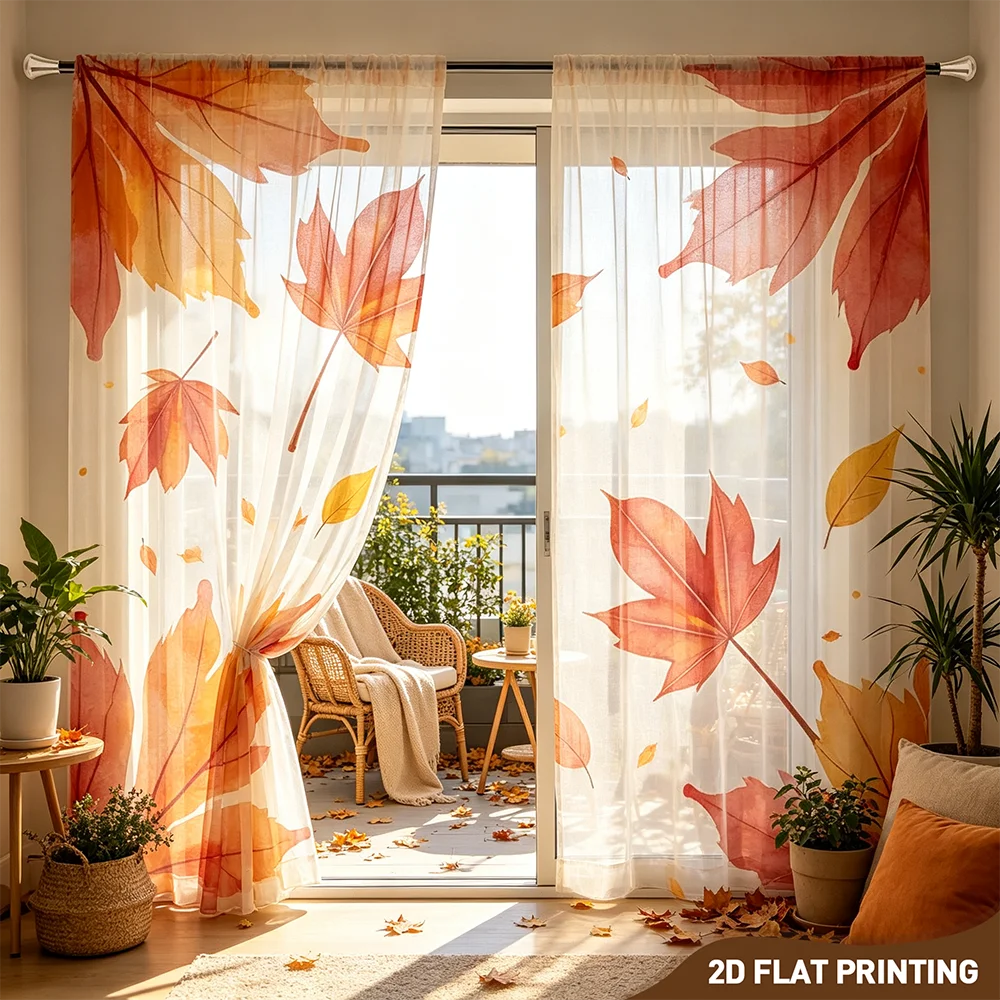 2PCS Digital Print Sheer Curta - Curtain Sheer Voile recension och pris