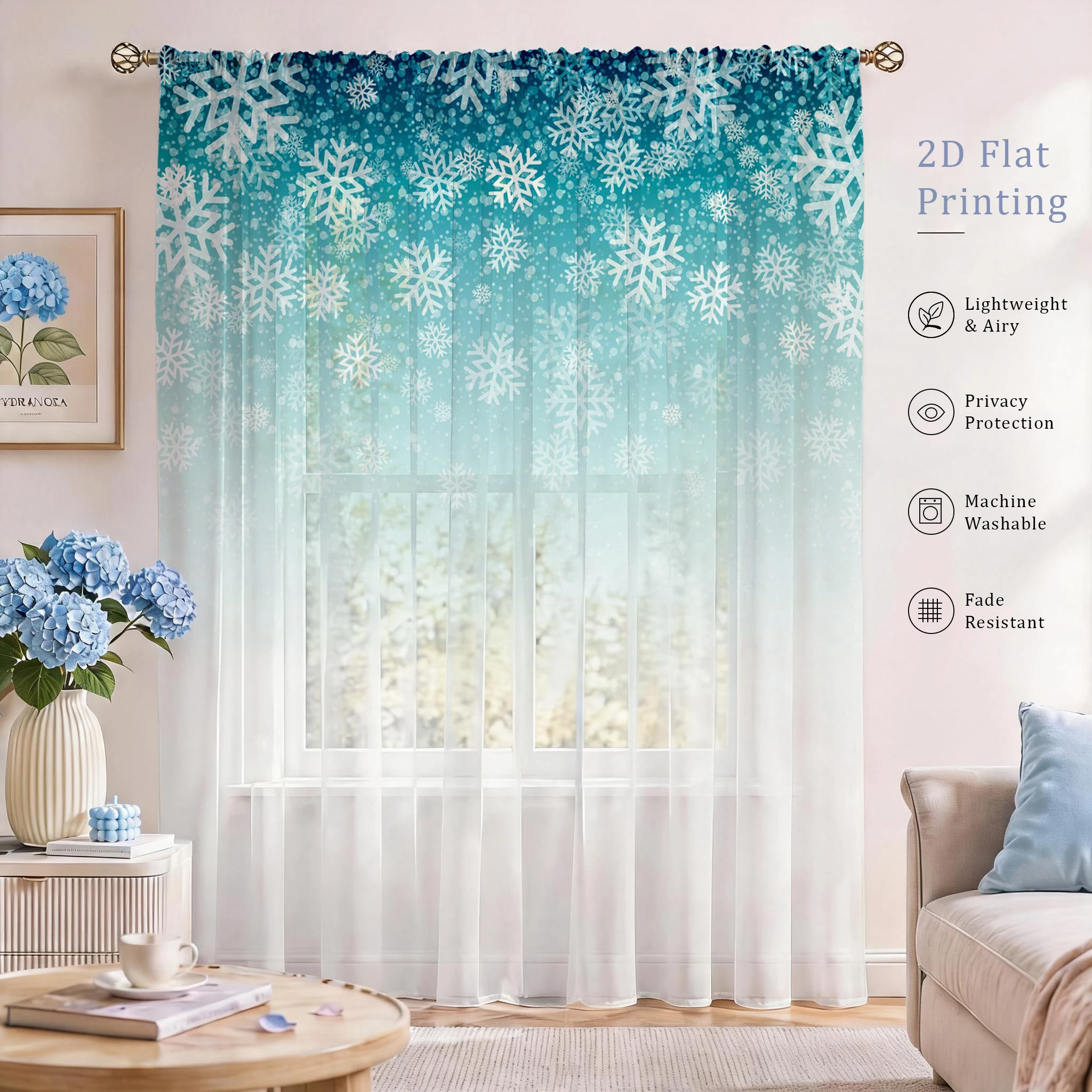 Floral Gradient Sheer Curtain, - Curtain Sheer Voile recension och pris