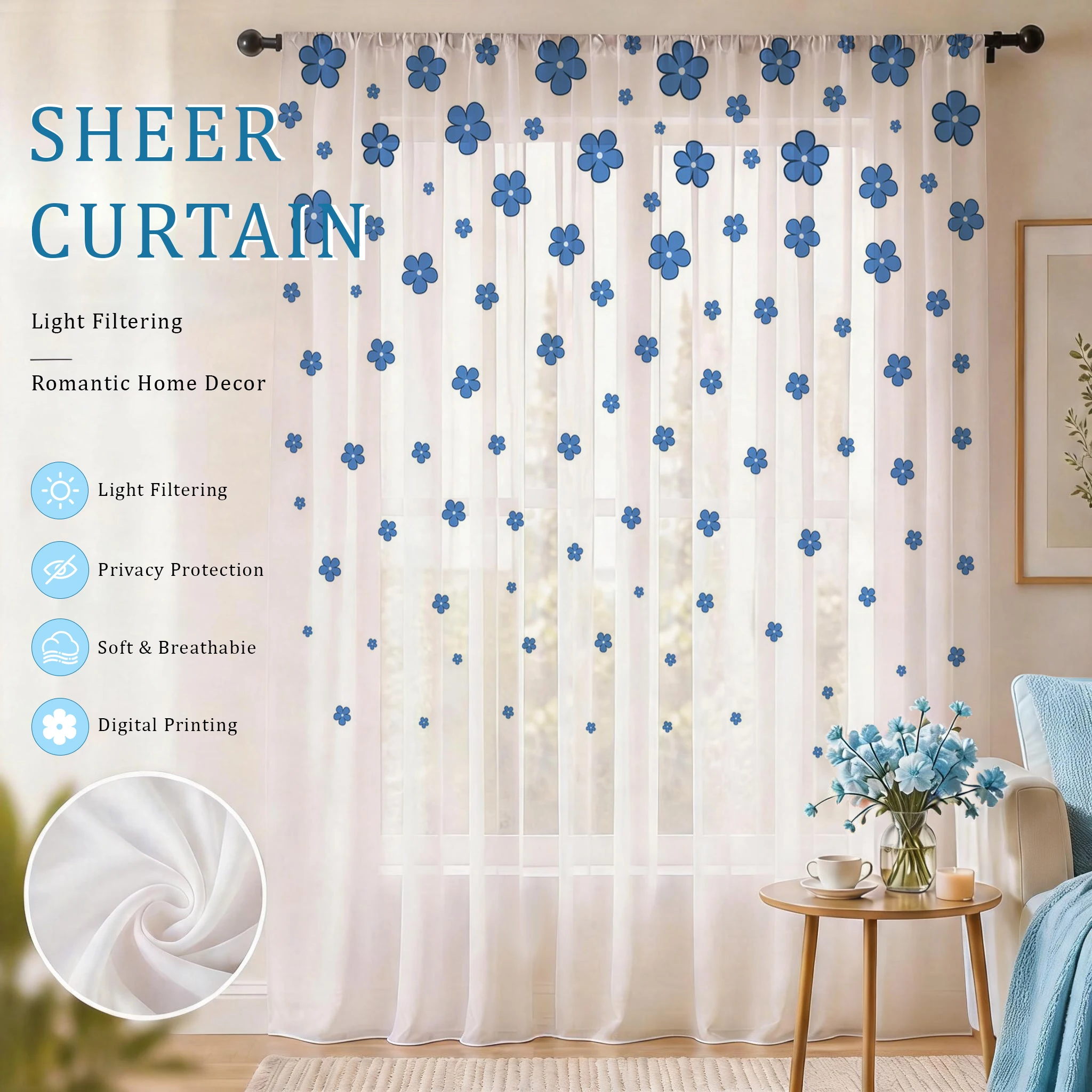 Light blue Modern Gradient She - Curtain Sheer Voile recension och pris