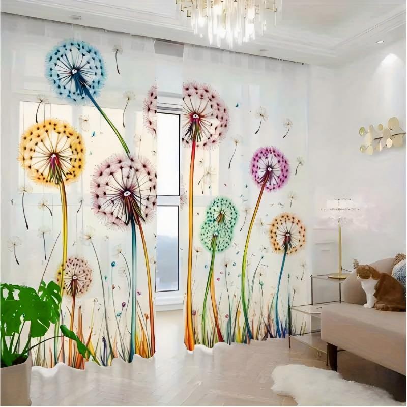 2PCS Digital Print Sheer Curta - Curtain Sheer Voile recension och pris