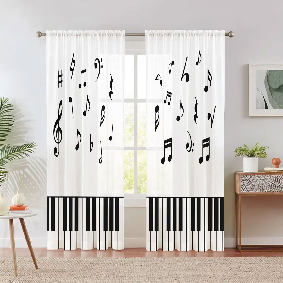 2PCS Digital Print Sheer Curta - Curtain Sheer Voile recension och pris