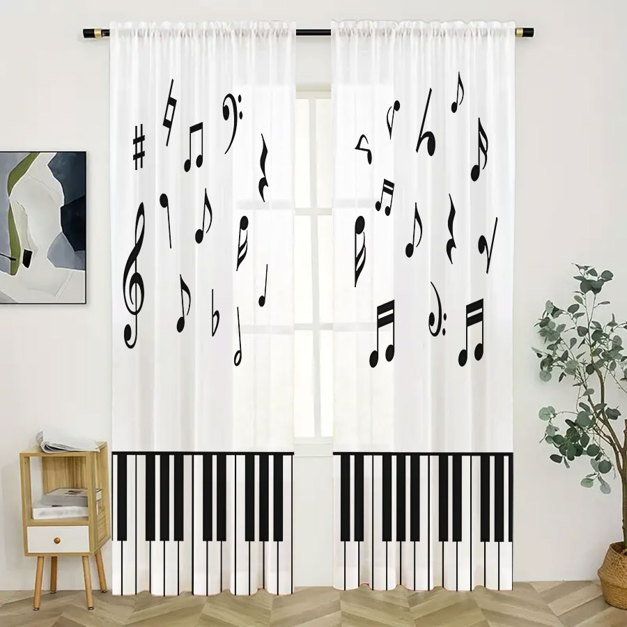 2PCS Digital Print Sheer Curta - Curtain Sheer Voile recension och pris