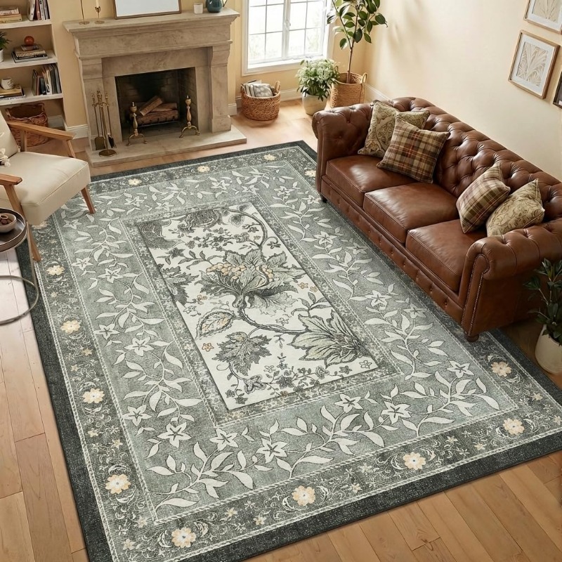 Retro Plant Print Carpet for L - Home Lines Textiles recension och pris