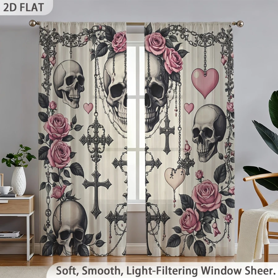 2PCS Digital Print Sheer Curta - Curtain Sheer Voile recension och pris