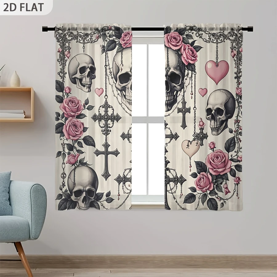 2PCS Digital Print Sheer Curta - Curtain Sheer Voile recension och pris