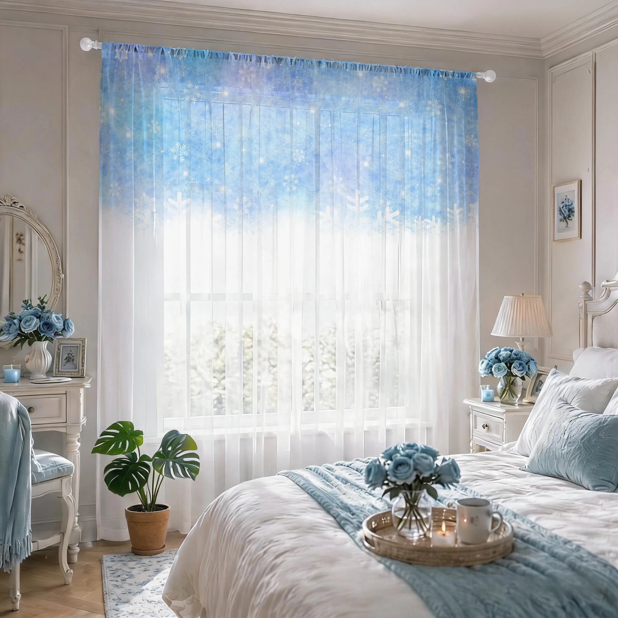 Floral Gradient Sheer Curtain, - Curtain Sheer Voile recension och pris