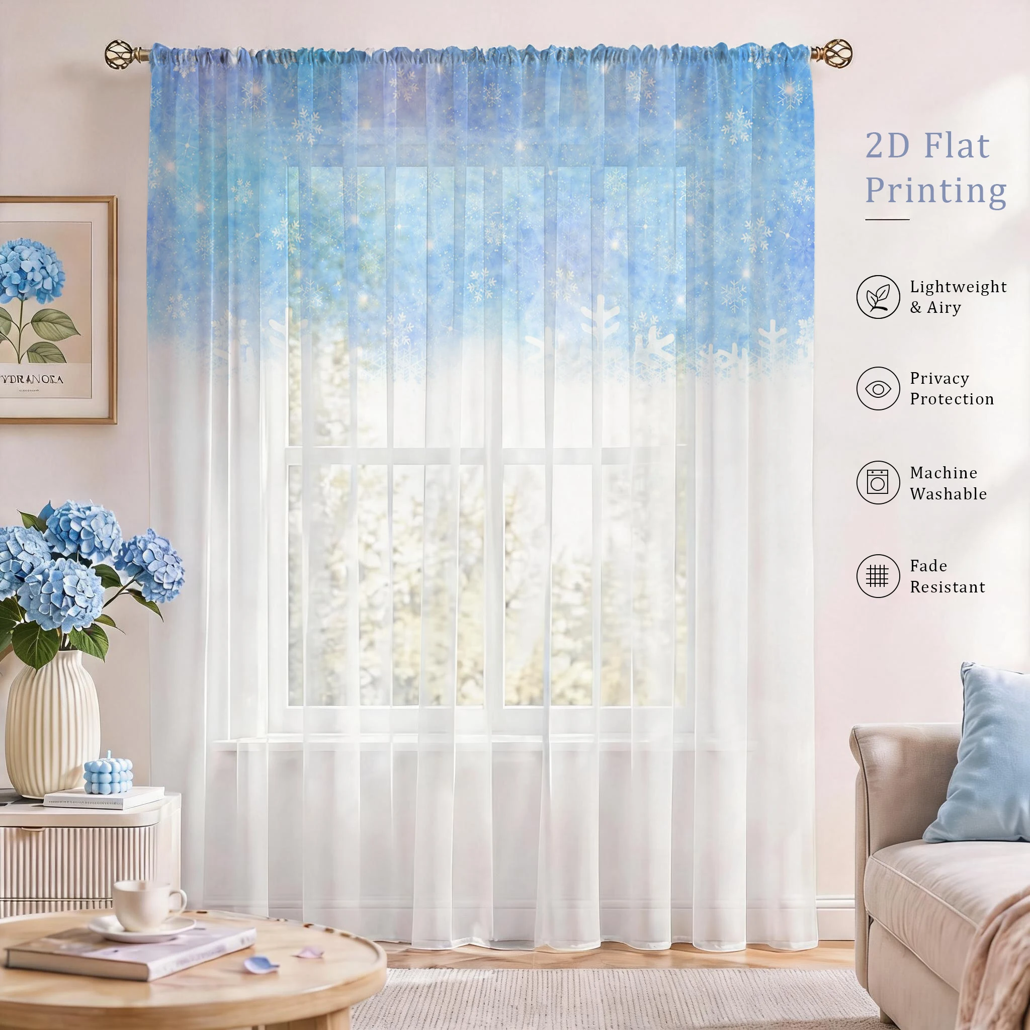 Floral Gradient Sheer Curtain, - Curtain Sheer Voile recension och pris